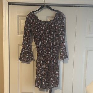 Du Jour Burgundy Printed Off-Shoulder Romper